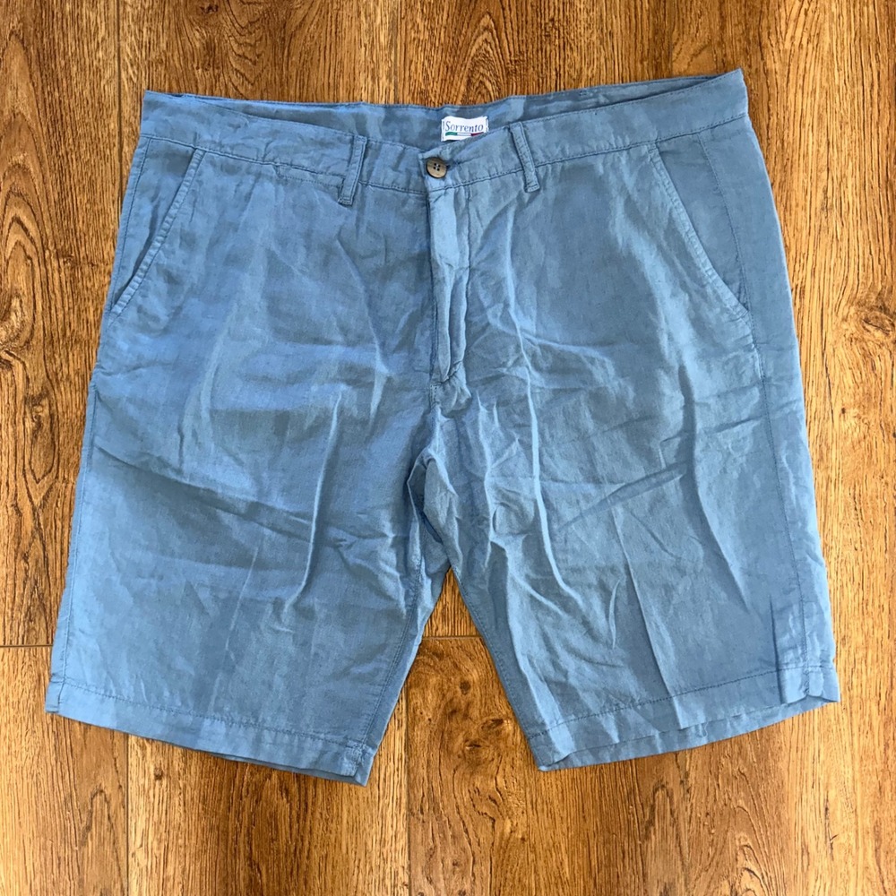 Sorrento 100% Linen Shorts Mens Size US 40 EUR 56 40 Made in Italy Blue Resort